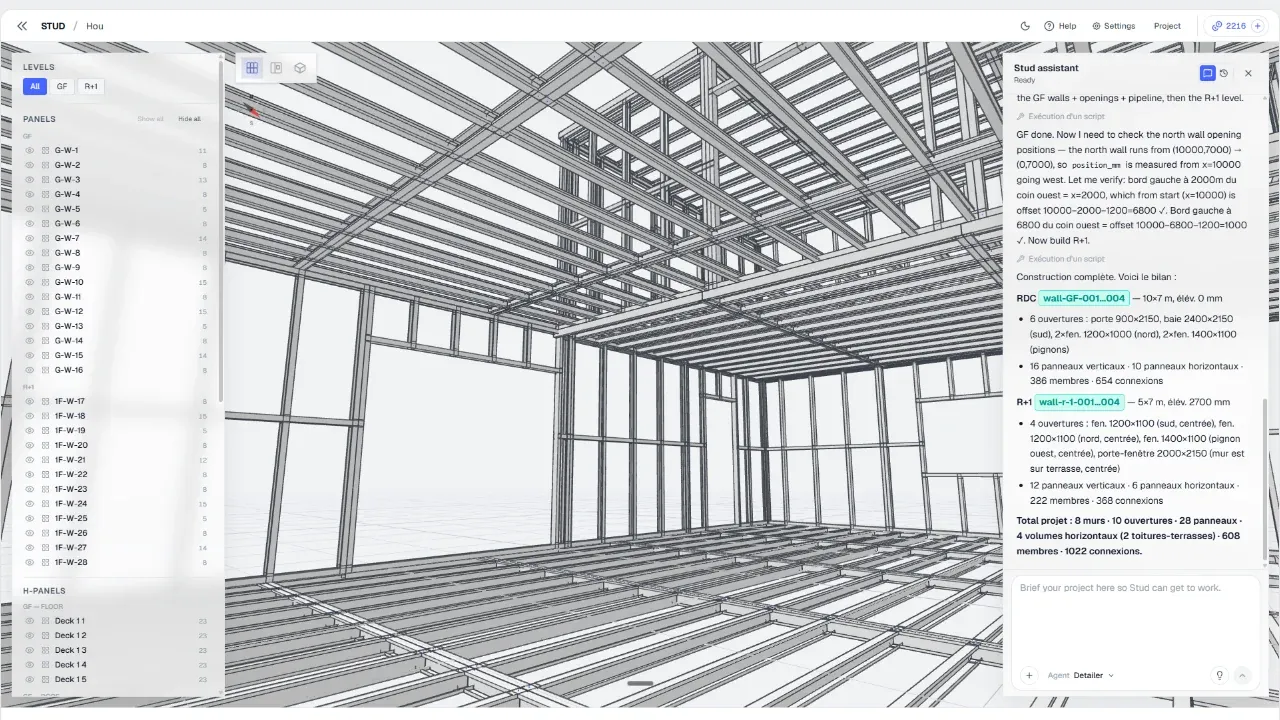 Capture du site : Le modèle 3D et l’assistant de Stud